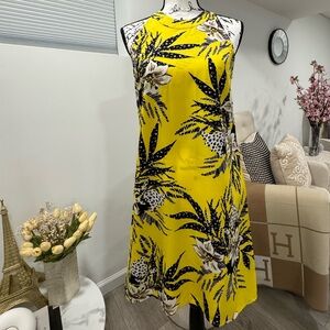 F&F Yellow and Black Floral Mini Dress